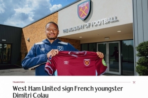 官方：西汉姆签下巴黎FC19岁后卫科劳，球员将在U21效力