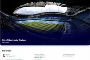 曼城vs那不勒斯欧冠裁判：德国裁判团领衔，兹瓦耶担任主裁